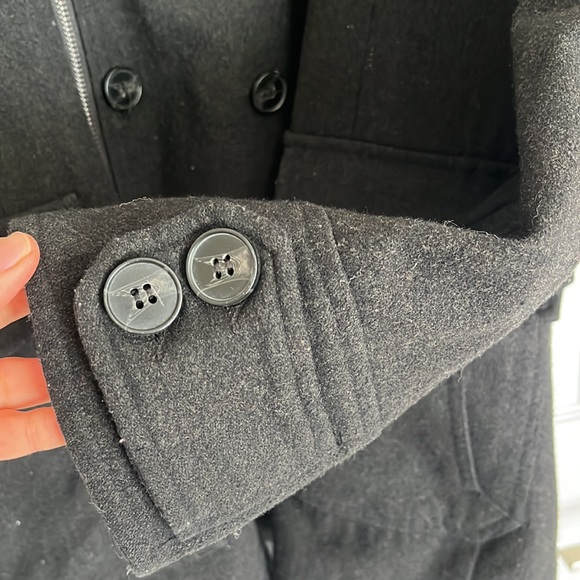 $20/2 Black Jacket Trench Coat Asymmetrical Opening unisex - Picture 9 of 12